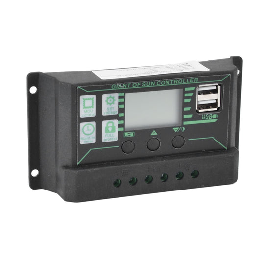 Solar Charge Discharge Controller Adjustable LCD Display PWM Dual USB Photovoltaic MPPT Solar Panel Regulator 30A