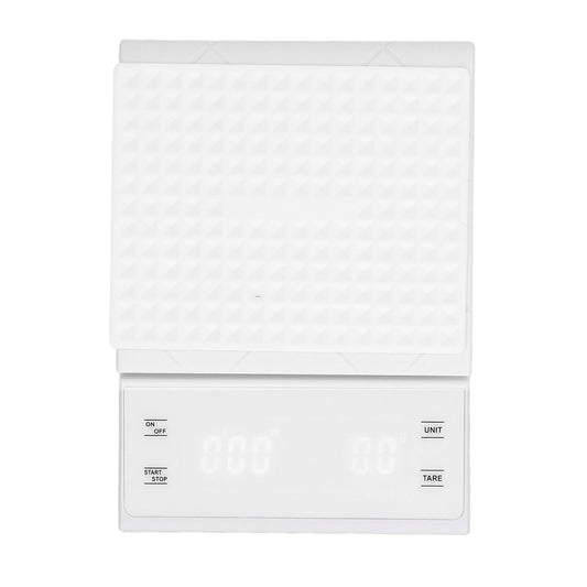 3kg/0.1g LED Display Electronic Scale Portable Timing Kitchen Coffee Scale with Non Slip Pads White