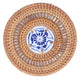 Blue and White Porcelain Coaster Round Woven Rattan Blue White Porcelain Cup Holder for Basil Cups Rattan Cups10cm/3.9in
