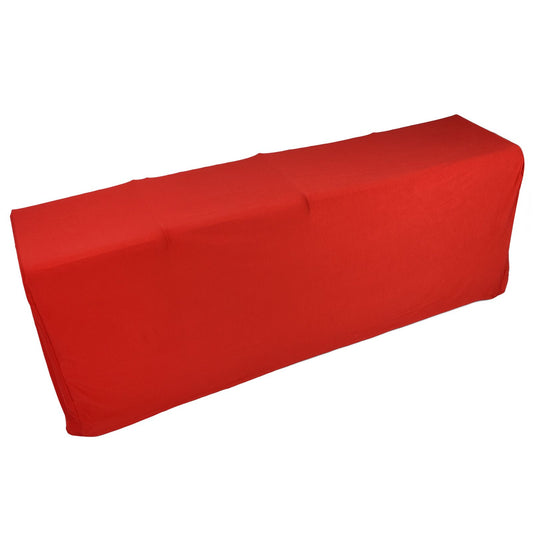 Stretch Spandex Table Cover Good Elasticity Washable Reusable Red Stretchable Tablecloth with 4 Pockets for Wedding Party8FT(244x76x76cm)