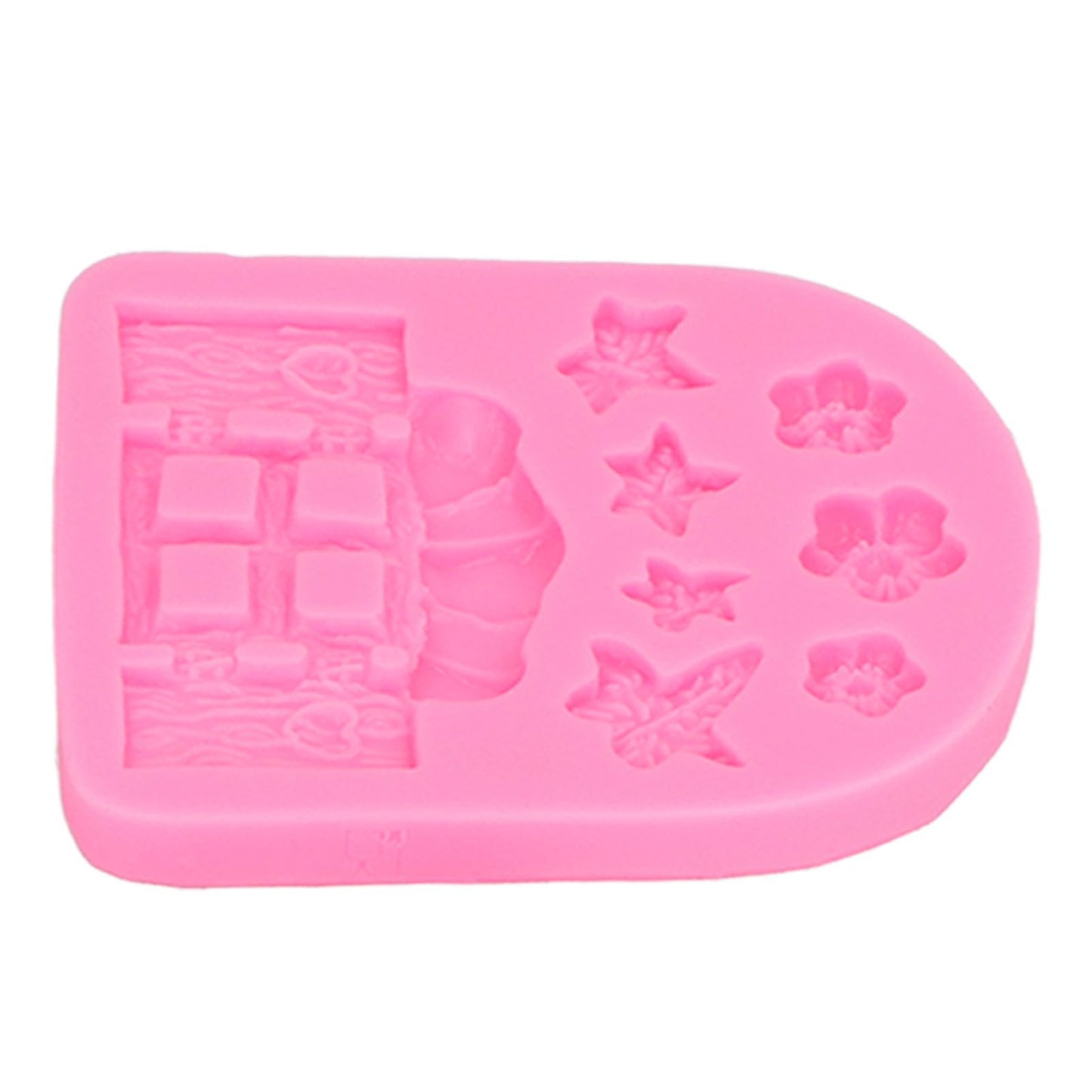 4PCS Enchanted Vintage Fairy Garden Silicone Mold Door Mushroom Flower Pattern Chocolate Molds for Home Bakery