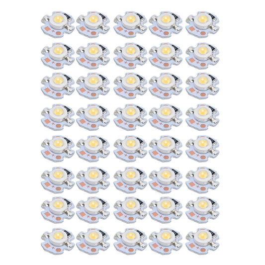 40pcs LED Chip Bulb 1W 24V 16mm/0.6in Aluminum Base Low Power Consumption Lamp Beads for Flashlights HeadlightsWarm Light