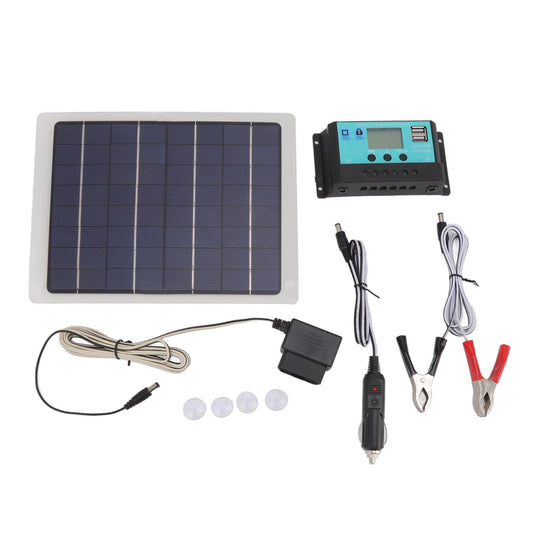 10W Solar Panel Charger Monocrystalline 18V 50A Dual USB with MPPT Controller Solar Panel Kit for Outdoor Car