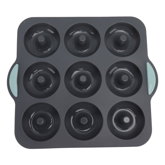 Silicone Donut Mold 9 Cavity Prevents Stick Safe Heat Resistance Doughnut Pan Set for Cake Biscuit Bagels Muffins Dark Gray