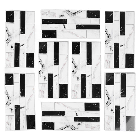 27PCS Kitchen Wallpaper Tile Self Adhesive PVC Wear Resistant White Black Faux Brick for Home Bathroom