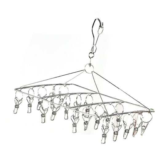 Clothes Drying Hanger Stainless Steel Multi Clip Laundry Drip Hanging Rack for Underwear Socks Hat Square