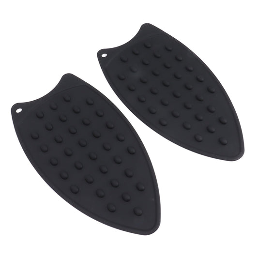 2Pcs Silicone Iron Rest Pad Durable Impact Resistant Heat Resistant Iron Mat for Ironing Boards Irons Black