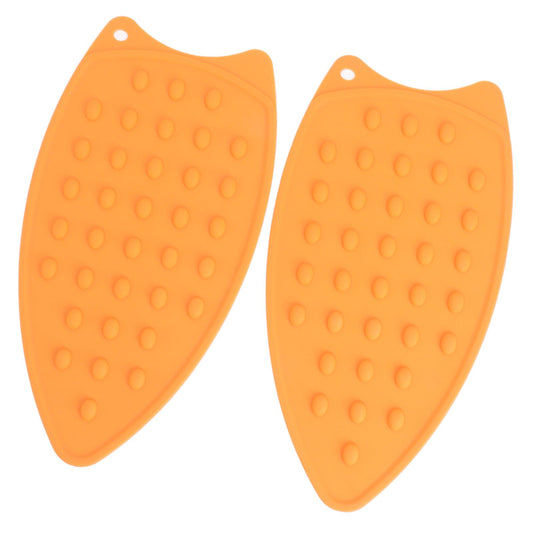 2Pcs Silicone Iron Rest Pad Durable Impact Resistant Heat Resistant Iron Mat for Ironing Boards Irons Orange