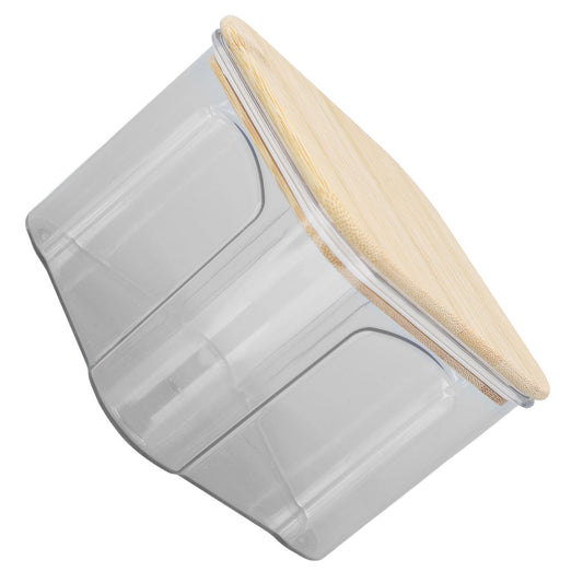 Airtight Food Storage Container Clear Food Storage Jar with Bamboo Lid for Noodles Flour Cereal Rice Tea Coffee Beans 650ml 10.7x8.2cm / 4.2x3.2in