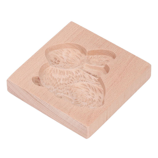 Wooden Cookie Mould Beechwood Reusable Washable Biscuit Press Stamp Mold for Kitchen Baking Rabbit