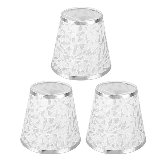 Cloth Lampshade Clip On Design Modern Barrel Fabric Lamp Shades for E14 Bulb Chandelier Wall Lamp 3pcs Silver
