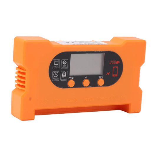 Solar Charge Controller 12V 24V Dual USB Type C Fast Charging Solar Panel Battery Regulator with LCD Display 30A