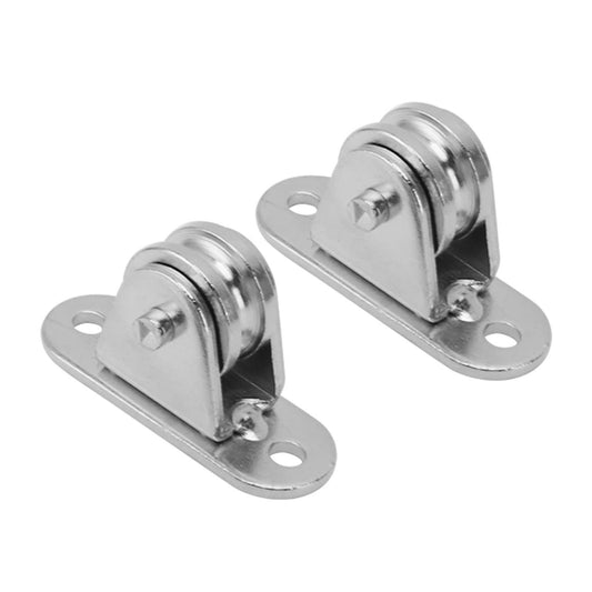 Small Pulley Block Stainless Steel Silent Pulley Roller Wall Mounted Fixed Pulley for DIY Equipment Wire Rope Rail Sliding Gate 2PCS