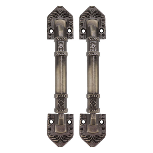 2Pcs Antique Barn Door Handles Bronze Color Easy Mounting Vintage Drawer Handle with Screws for Interior Drawer Garage