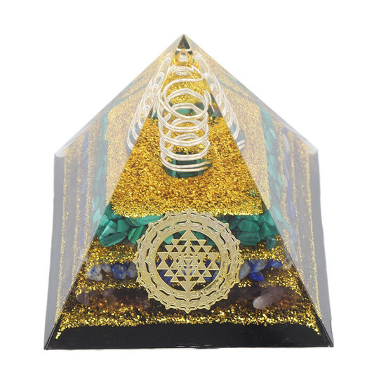 Crystal Pyramid Energy Generator Orgone Pyramid for Positive Energy Desktop Decoration Stress Reduce Healing Meditation Attract Wealth Lucky 6cm