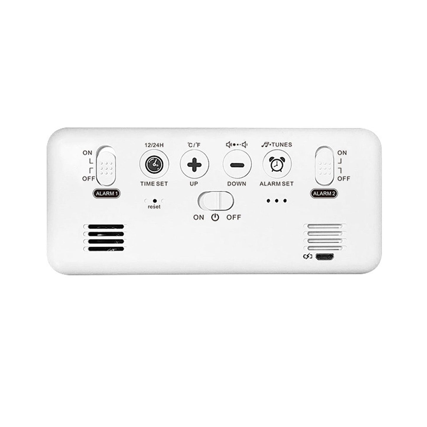 LED Alarm Electric Clock Multifunctional Exquisite Mirrored Surface Silent Bedside Clock for Home Bedroom Office Decor White