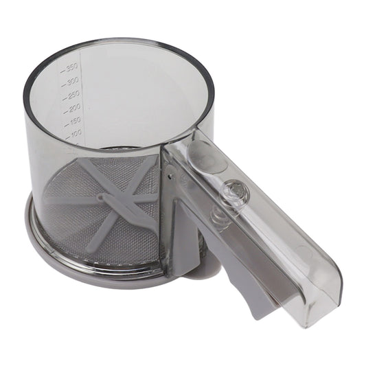 Flour Sifter Sieve PP Transparent Adjustable Fine Mesh One Hand Operation Powder Sifter Sieve for Kitchen Baking Single Layer