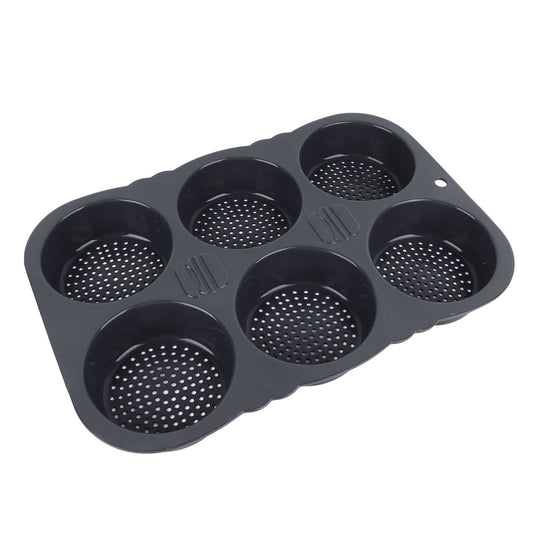 6 Cavity Hamburger Bun Mould Foldable Reusable Bread Mould ‑40℉ to +446℉ Heat Resistance Baking Mould for Kitchen