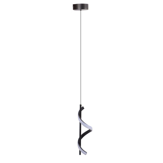 Spiral LED Pendant Light Black Glareless Bright Eyes Protection LED Hanging Lamp for Living Room Cafe Family 85‑265V Warm Light