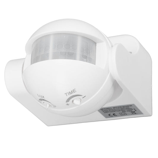 Wall Mounted Motion Sensor Automatic Dusk to Dawn Spherical PIR Sensor Outdoor Motion Sensing Switch for Home Security LED Light AC 110 to 240V White