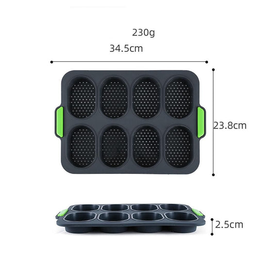 8 Grids Silicone Mold Oval Shape DIY Perforated Cake Baking Mould Kitchen Baking Tool Grey