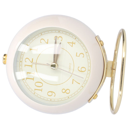 Alarm Clock Silent Non Ticking Metal Paint Power Saving Eye Protection Battery Operated Small Clock with Night LightBeige Gold