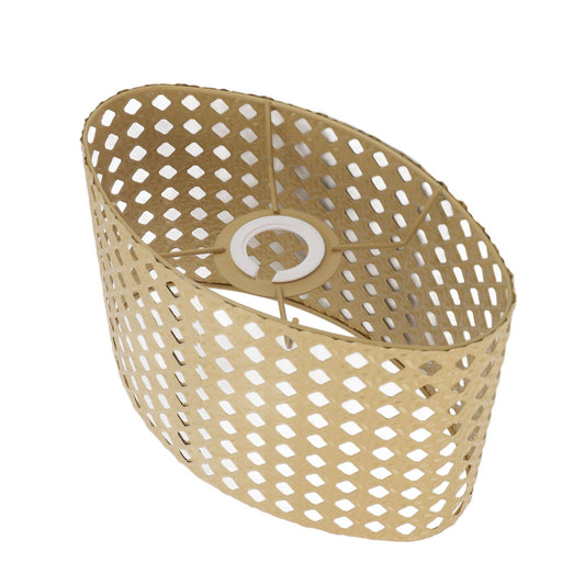 Iron Hollow Oval Lampshade Metal Engraving Hollow Lampshade Compatible for E27 E14 Caliber Lampholders Yellow