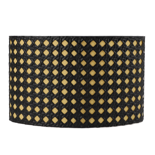 Lampshade Oval Shaped Hollow Metal Carved Compatible E27 E14 Caliber Lampholders Lamp Cover for Office Bedroom Living Room Black and Yellow Liner