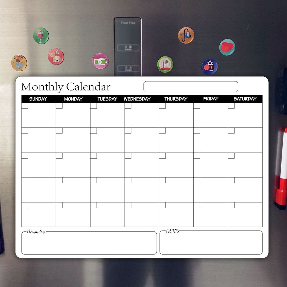 Rewritable Magnetic Whiteboard Refrigerator Calendar Message Board Monthly Planner Board