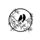 Metal Wall Art Bird on Branch Round Wall Art Bird Sign Wall Silhouette Bird Iron Artwork Hanging for Living Room Office