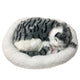 Realistic Sleeping Cat Toy Breathing Cat Stuffed Animal Doll with Mat Plush Toys for Children Home Ornament