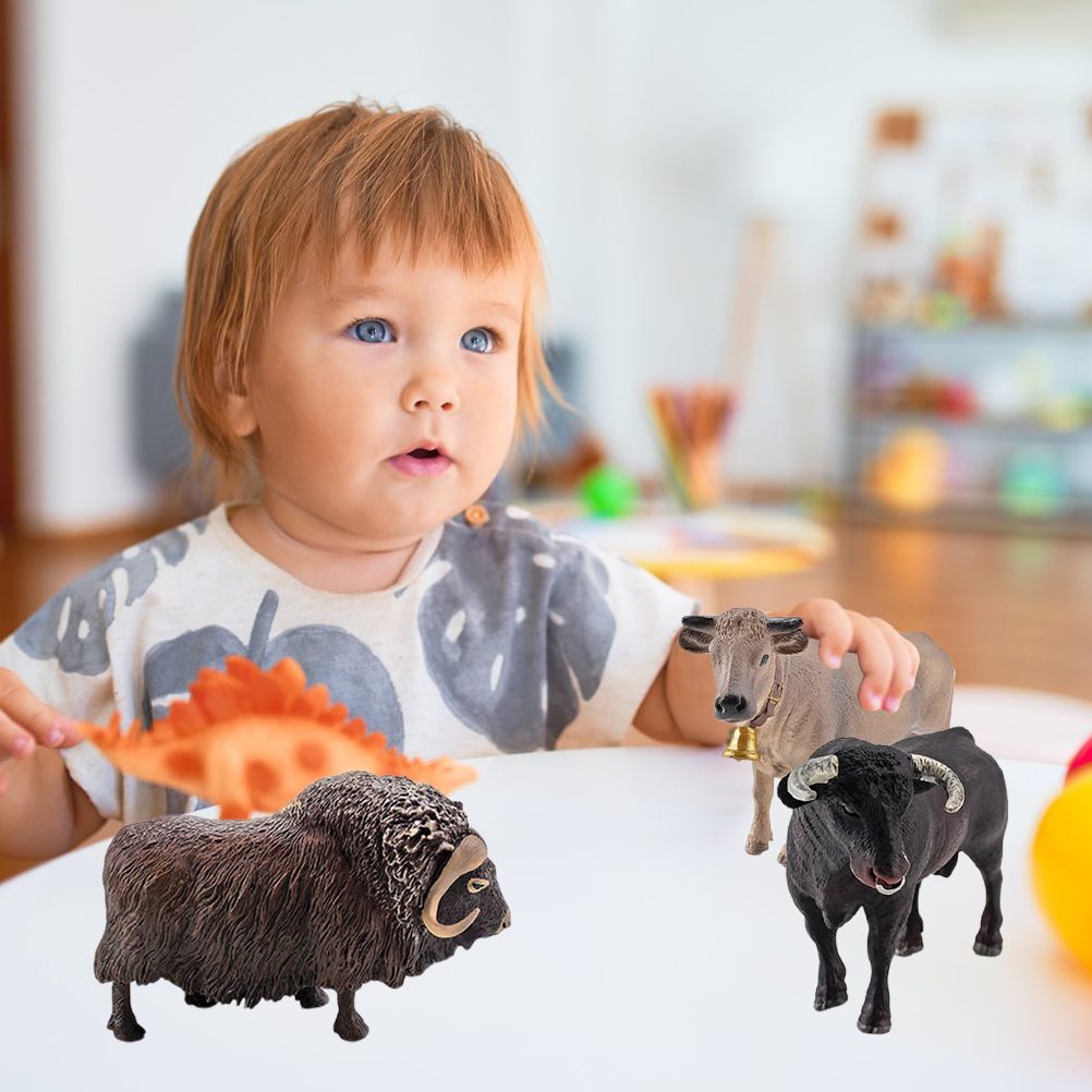 4 Pcs Simulation Farm Cow Cattle Ox Bull Figurine PVC Farm Animal Model Action Figure Home Decoration Kids Educational Toy