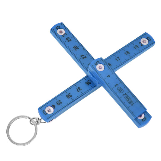 2Pcs ABS Folding Ruler Portable 0.5m Foldable Ruler with Key Ring for Carpentry Laying TilesBlue
