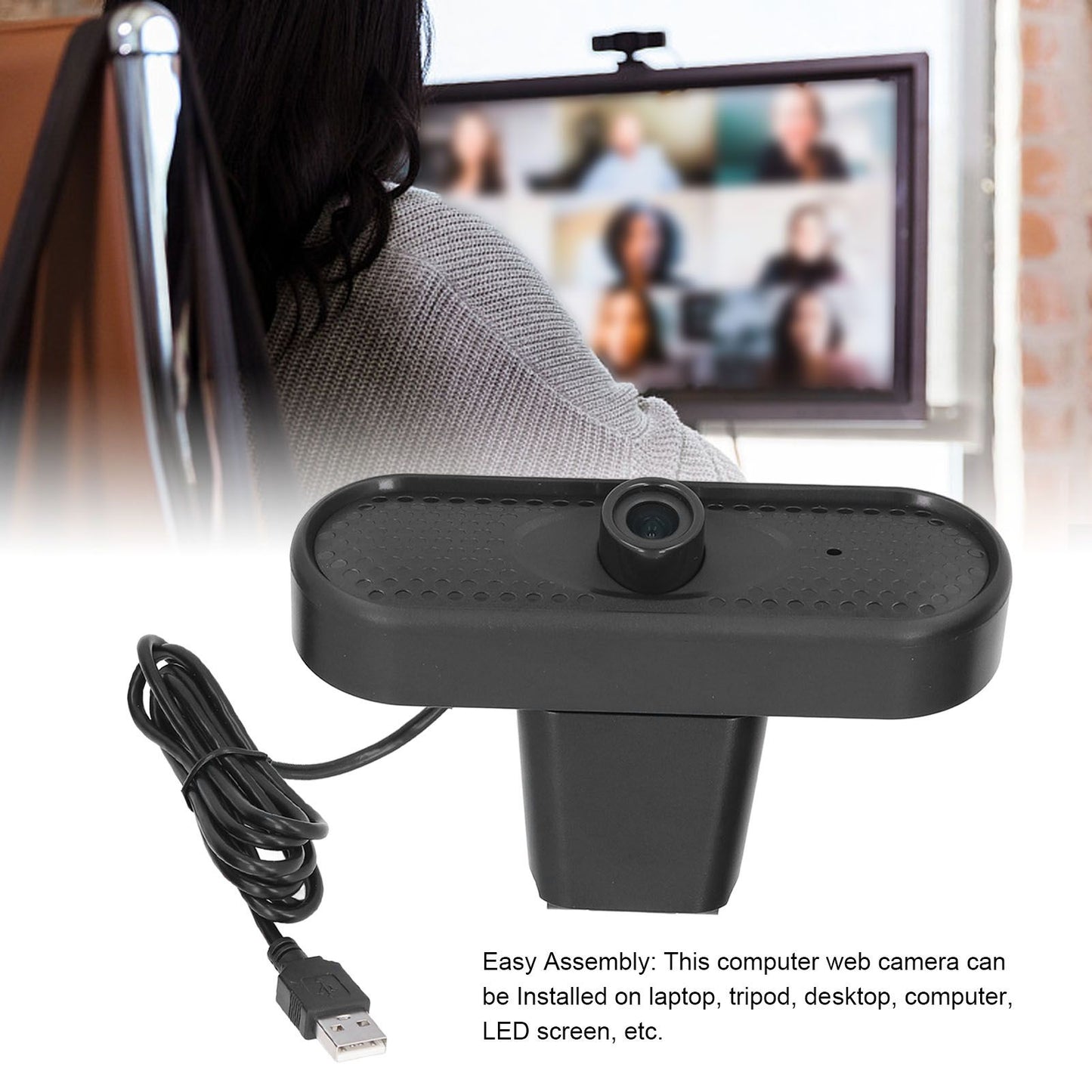 Computer Camera Plug and Play USB Full HD 1080P Auto Focusing Stereo Wide Compatibility Web Camera with Clamp