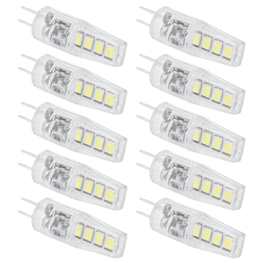 10Pcs G4 8LED Light 2835 Lamp Chips 2W 360 Angle PC Lamp Bulb for Home Office 220VWhite Light