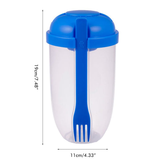 Fresh Salad Container Serving Cup with Dressing Container Fork Portable Plastic Food Storage Bottle for Picnic Lunch