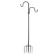 Shepherd's Hook Detachable Bird Feeder Hanger Iron 2 Hooks 5 Prong Bases Courtyard Accessories