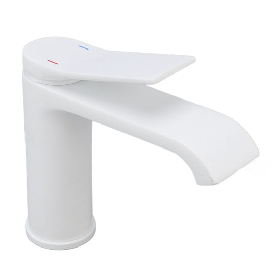 Sink Faucet G1/2 Thread Hot Cold Water Tap White Leaking Resistant Corrosion Proof Bathroom Sink Faucet for Home Use Short Style