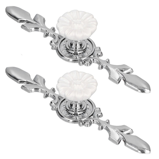 2 Set Drawer Knobs Pull Handles Ceramics Cabinet Cupboard Door Decorative Knobs with Plate for Kitchen Bathroom Office1088D Magnolia