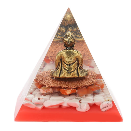 Crystal Pyramid Buddha Epoxy Energy Stone Handicraft for Household Decoration Office Desktop