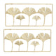 2Pcs Gold Metal Leaf Wall Decor 3D Modern Simple Clear Texture Metal Leaf Hanging Decoration with Frame for Home Office