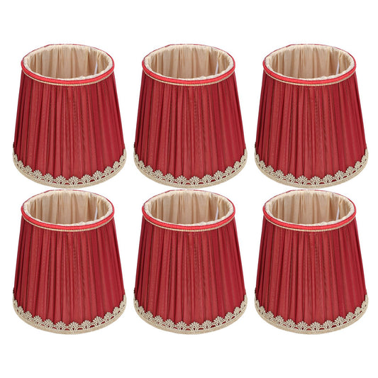 Small Lamp Shade Fabric Wine Red Golden Edge Lampshade for E14 Table Chandelier Wall Lamp