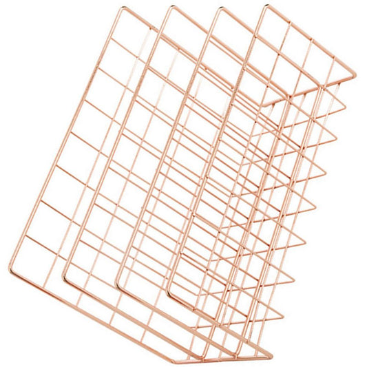 Letter Holder Iron Metal Three Grid Bookcase Holder Multifunctional File Sorter Organizer