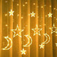Star Moon Curtain String Lights LED Lamp Add Romantic Ambience Window Curtain Lights for Bedroom Living Room Shop Warm White