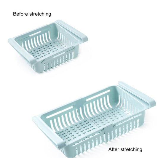 Fridge Drawer Organizer Retractable Multifunction Space Saving Refrigerator Storage Box Light Blue 20.5x16.4x7.6cm / 8.1x6.5x3.0in