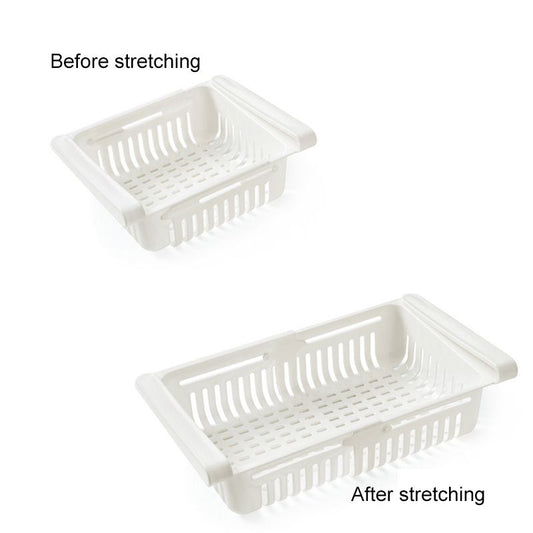 Fridge Drawer Organizer Retractable Multifunction Space Saving Refrigerator Storage Box White 20.5x16.4x7.6cm / 8.1x6.5x3.0in