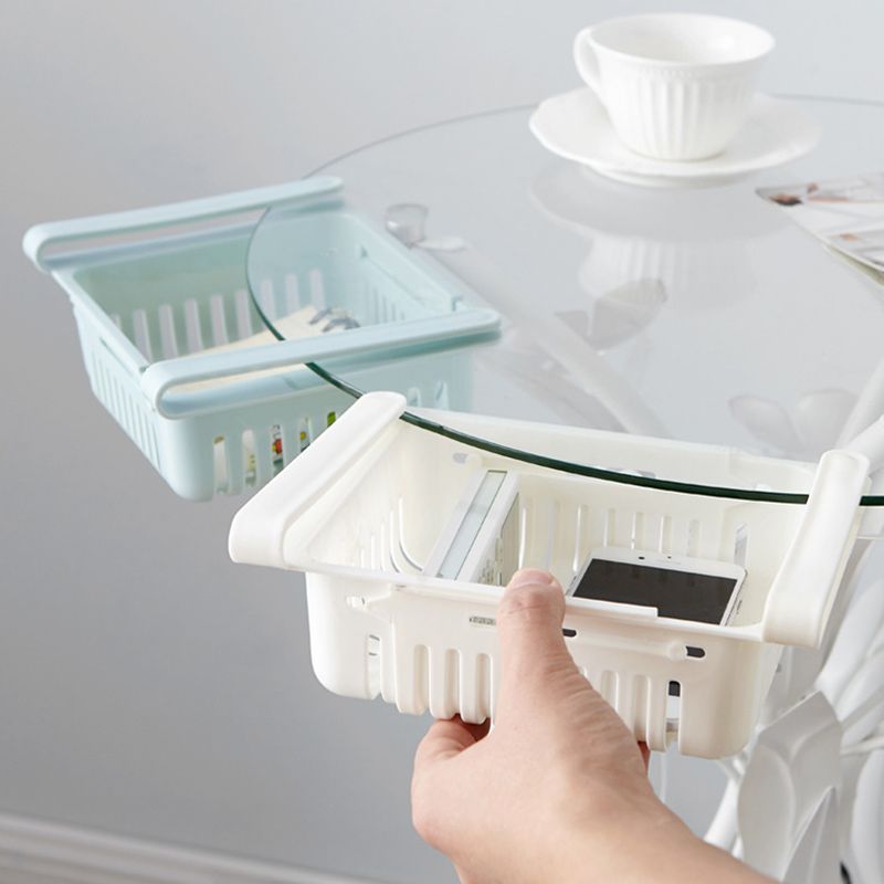 Fridge Drawer Organizer Retractable Multifunction Space Saving Refrigerator Storage Box White 20.5x16.4x7.6cm / 8.1x6.5x3.0in
