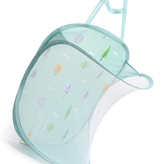 Collapsible Laundry Bag Foldable Laundry Hamper Large Laundry Basket Mesh Wall Mounted for Bathroom with Hook Green Tree