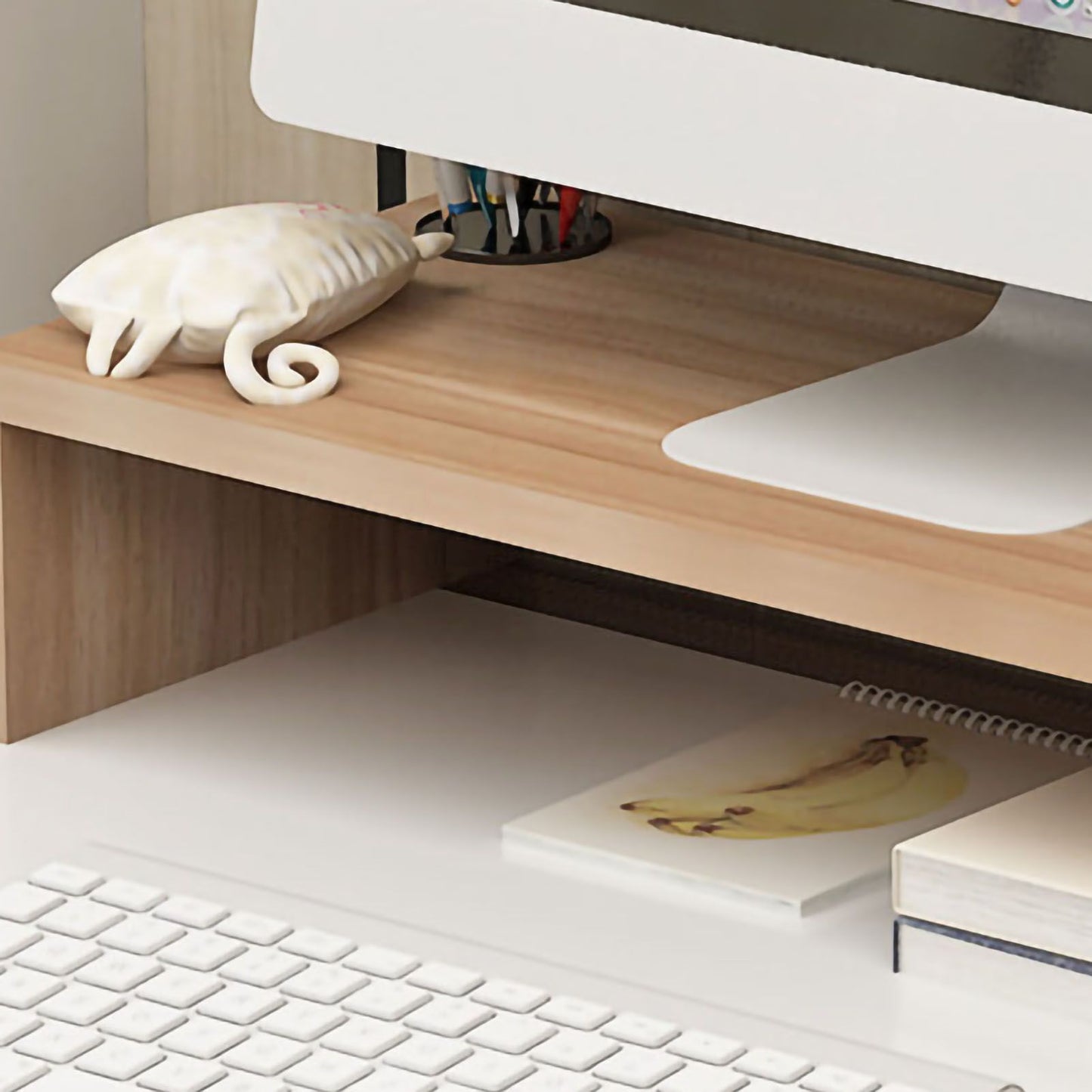 Monitor Stand Riser Ergonomic Computer Monitor Riser Stand Extra Storage Space Desktop Notebook Elevated Base Light Walnut