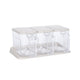 Seasoning Box Set Plastic Clear 3 Grids Large Capacity Condiment Box with Spoons for Kitchen Apricot